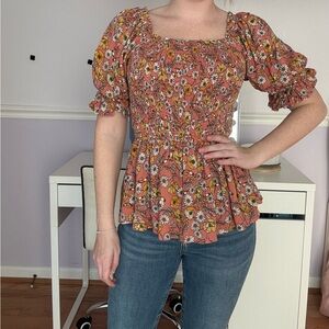Floral Shirt. On or off the shoulder.
